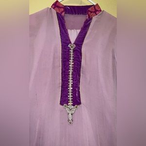 Chiffon 3 piece shalwar suit, sequins art deco, chiffon duppatta, Jamwaar pants.